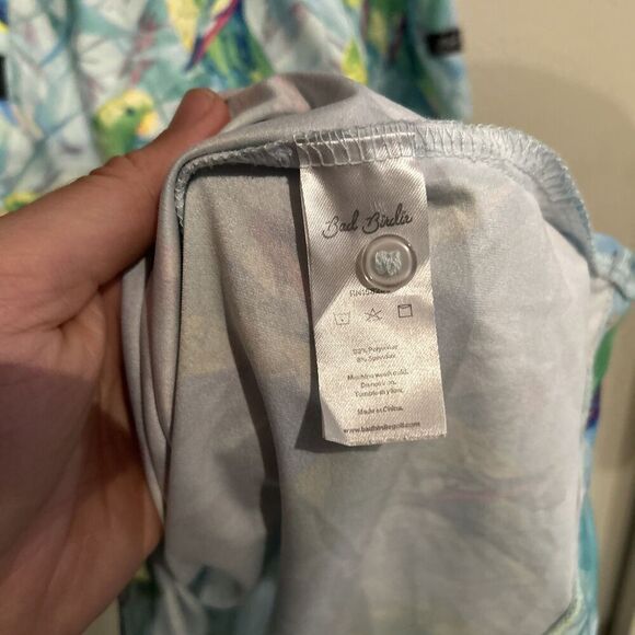 Bad Birdie Mens Size Small Parrot Hawaiian Floral Golf Polo Shirt - Picture 5 of 8